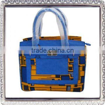 High Quality PU Mix Africa Wax Fabric Lady Bags Wholesale
