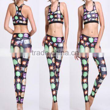 Tooqiz Whoelsale Polyester Spandex Women Printed yoga apparel