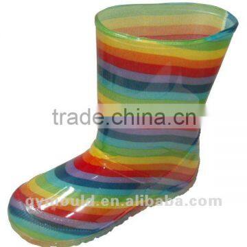 GY111 PVC transparent Rain Boots for Kids Rain Bow boots