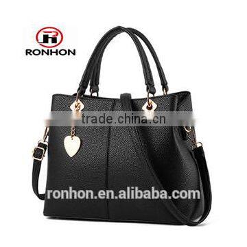 Lady PU Leather Bag with Golden Metal Ornamental