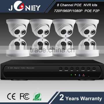 P2P IP66 Plastic IR dome camera POE NVR KIT,8 channel network cctv kit