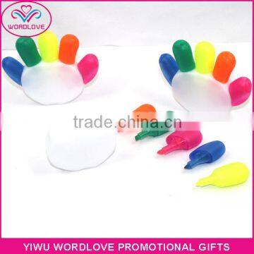 creative hand shaped highlighter pen, 5 colors promotional fluorescent marker pen