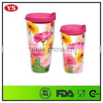 Large 24 oz plastic double wall acrylic water mugs for cold drinking