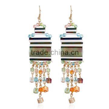 Glass Crystal With Colorful Beads Tassel Earrings Wholesale Lot