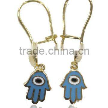 21K gold enamal eye earrings QE055