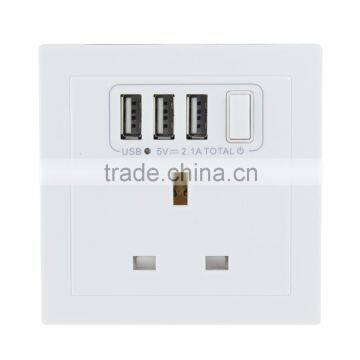 5V 2.1A high speed charging CE Certificated electrical usb socket 13A 250V