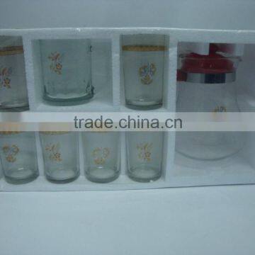 8PIECES GLASSWARE TEA WATER GLASS CUP SET WITH POT