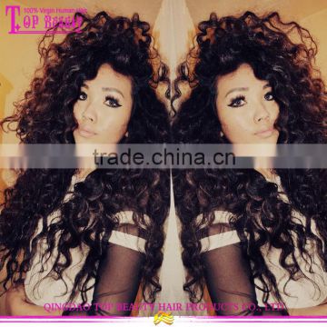 Best selling high quality new design deep curly human hair full lace wig with baby hair