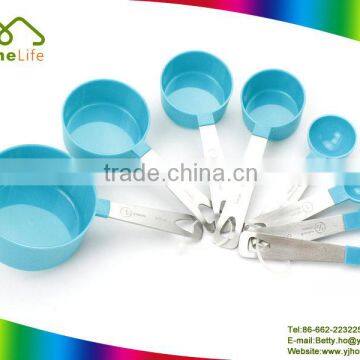 5pcs different sizes stackable stainless steel handle PP measuring cups and spoons set