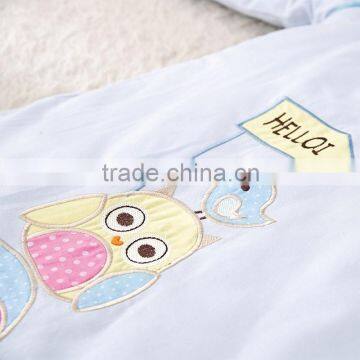 100% Cotton Baby Child Sleeping Bag With Detachable Sleeve for Four Seasons Blue Owl photo-3