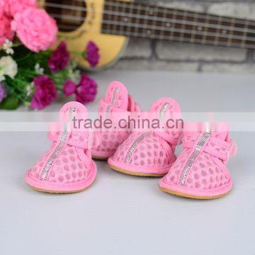 Pink Dog Boots Breathable Sandals Pet Puppy Anti-Slip Shoes