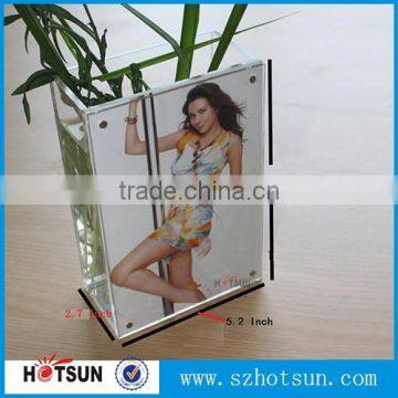 China supplier customize clear acrylic vase with photo frame