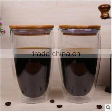 350ml,450ml Handmade Christmas Thermos Pyrex Double Wall Glass Cup, Prevent Rupture Glass Cup With Bamboo Lid ,in Stock. photo-4