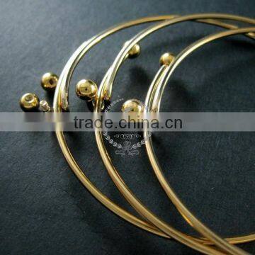 65mm Diameter 14K Light Gold Plated Brass Double Beads Screw Top Adjustable DIY Wiring Bracelet Bangle Supplies 1900095 photo-3
