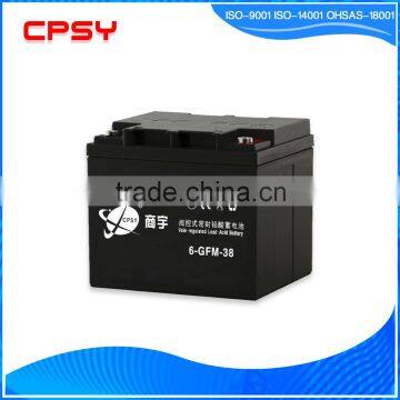 Maintenance free deep cycle 6-gfm battery Lead-Acid 12v 38ah battery for UPS