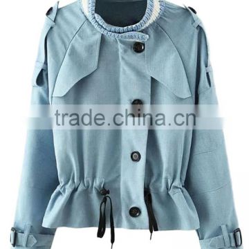Patchwork Zipper Single Breasted Jacket For Women