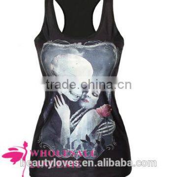 Black Chic Womens Skeleton Beauty Rose 3D Printed Tank Top wholesale