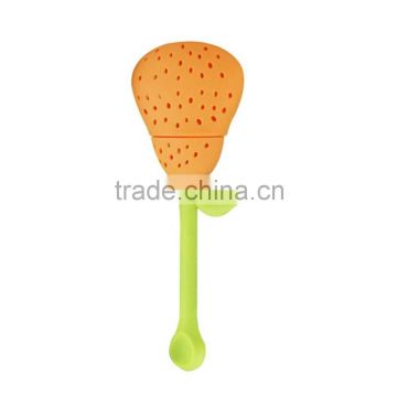 Food Safe Silicone Pear Shaped Tea Infuser Long Handled Silicone Tea Strainer/Loose Tea Steeper