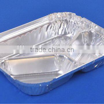 Disposable 3 compartments aluminium foil tray/Takeout aluminium foil meal tray