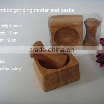 Bamboo mortar and pestle (square)