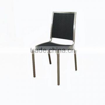 304 grade brushed stainless steel outdoor garden dining chairs with mesh fabric , restaurant chairs