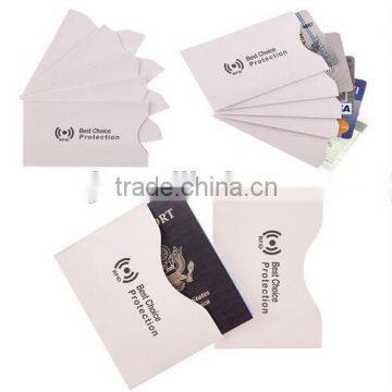 Hot sale customize RFID blocking card sleeve aluminum credit card holder passport protector