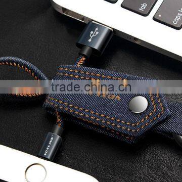 0.2M VOXLINK 5V 1A Gift Type Denim Key Chain USB Cable Charger Micro USB Data Cable for Xiaomi Samsung photo-3