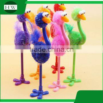 promotional wholesale cheap funny cartoon school office stationery mini plastic ostrich roller ball point pen