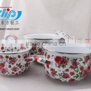 3 PCS ENAMEL CASSEROLE FULL OF FLOWER photo-6