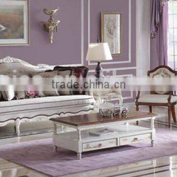 Mediterranean Style Living Room Furniture Set, Solid Wood Carved Sofa Couch Side Table, Leisure Living Room Sofa Set photo-3