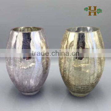Mouth Blown Crackled Glass Vase, Flower Arrangement Glass Terrarium