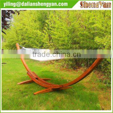 Double Wide Wood Arc Outdoor Hammock & Stand Set