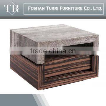 Small Square Ebony Veneer White Marble Top Coffee Table photo-4