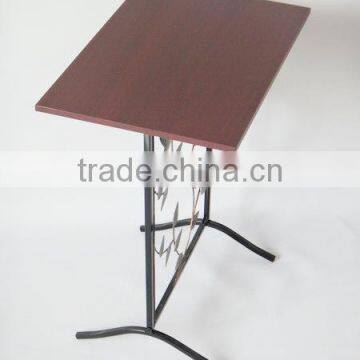 RH-4719 Hammered Wood Top Aviary Wrought Iron Metal Console Table photo-5