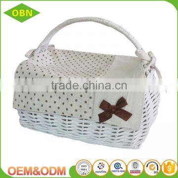 New arrival empty wicker hamper hanging basket white wicker basket picnic wicker food basket for sale