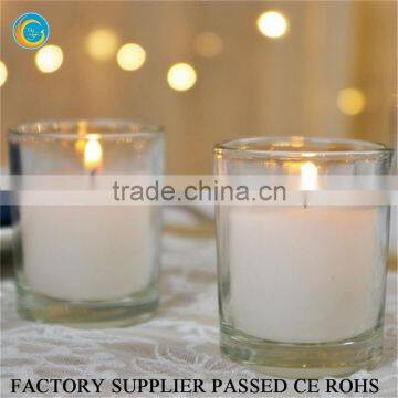 Flamless round glass wax filled tealight candle