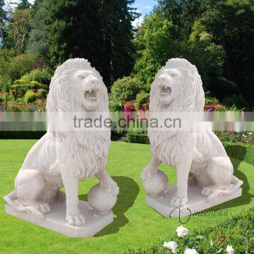 Metal Garden Sculpture Stone Carving White Marble Lion Statues photo-5