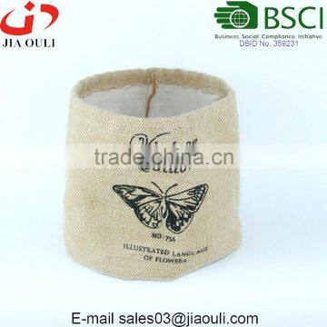 BSCI Audit Factory Screen Printing Jute storage, Printed Jute Flowerpot Garden