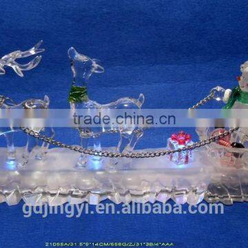 12.5inch Acrylic led double deer and snowman standing ice pedestal for table decoration