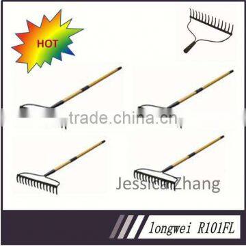 14 teeth steel garvel rake with long fiber glass handle