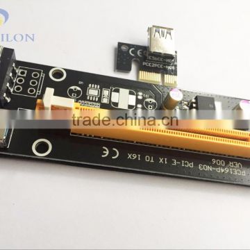 Fixable PCI-E 16X to 1X Adapter Molex 4pin 6pin Power Connector pice riser USB 3.0 Riser Cable