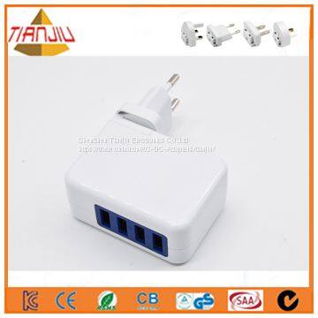 5V 4A 4-Port USB Interchangeable Plug Wall Charger With EU US AU UK Plug photo-3