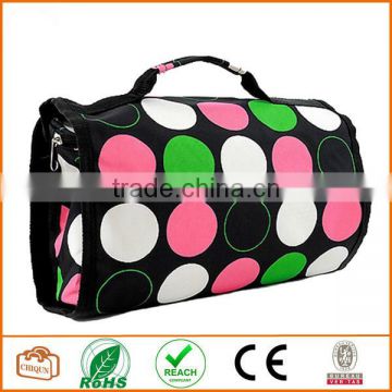 Cosmetic Makeup Hanging Travel Case Toiletries Pink Green White Large Polka Dot Rollup Hair Product Airplane Carryon Pocket