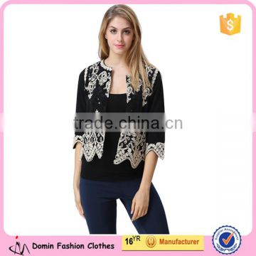 Guangzhou factory Casual Beautiful Lady Blazer /Jacket with embroideried detail for ladies