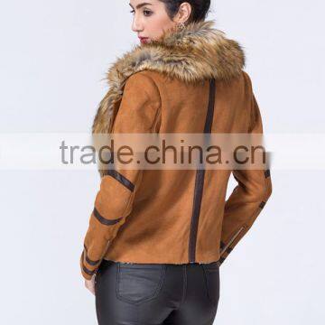 New Fashion Wholesale Clothing Manufacturers Women Suede Jacket With Fur Collar photo-4