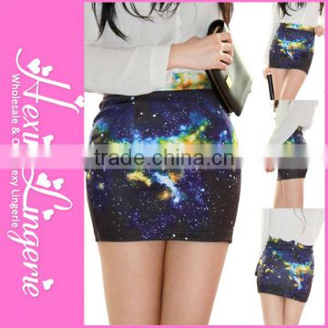 Hot Wholesale 2013 Latest Sexy Galaxy Print School Girls Mini Skirt