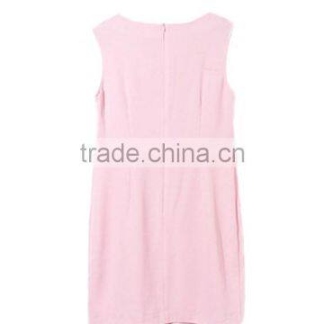 High Fahsion Stylish Sleeveless Round Beaded Flower Neck Design Pink Color Plus Size Women Clothing photo-3