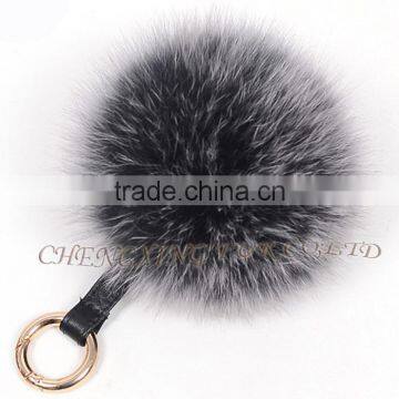 CX-A-63 New Promotional Fox Fur Ball Fur Pom Keychain with Fur Pompom