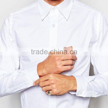 Mens Slim Fit White Formal Shirt Uniform Dress Shirt photo-3