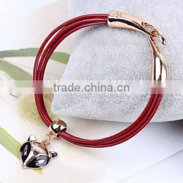High Quality Gold Oval Clasp Leather Bracelet Multi Strand Leather Bracelet photo-2